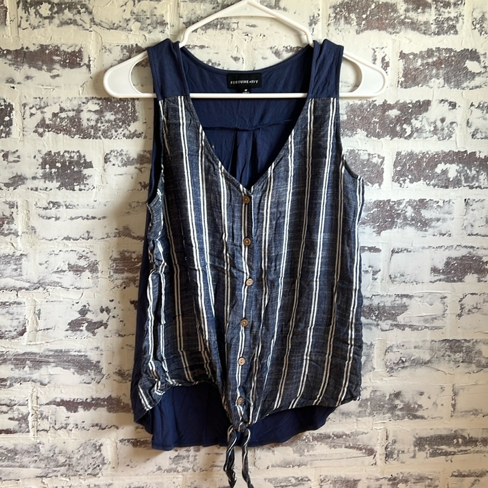 Navy Stripped Top